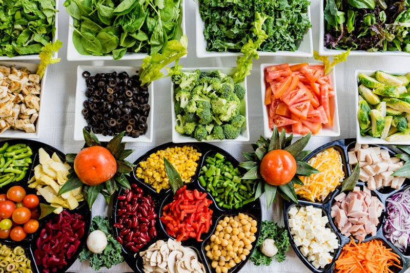 Colourful fresh fruits and vegetables